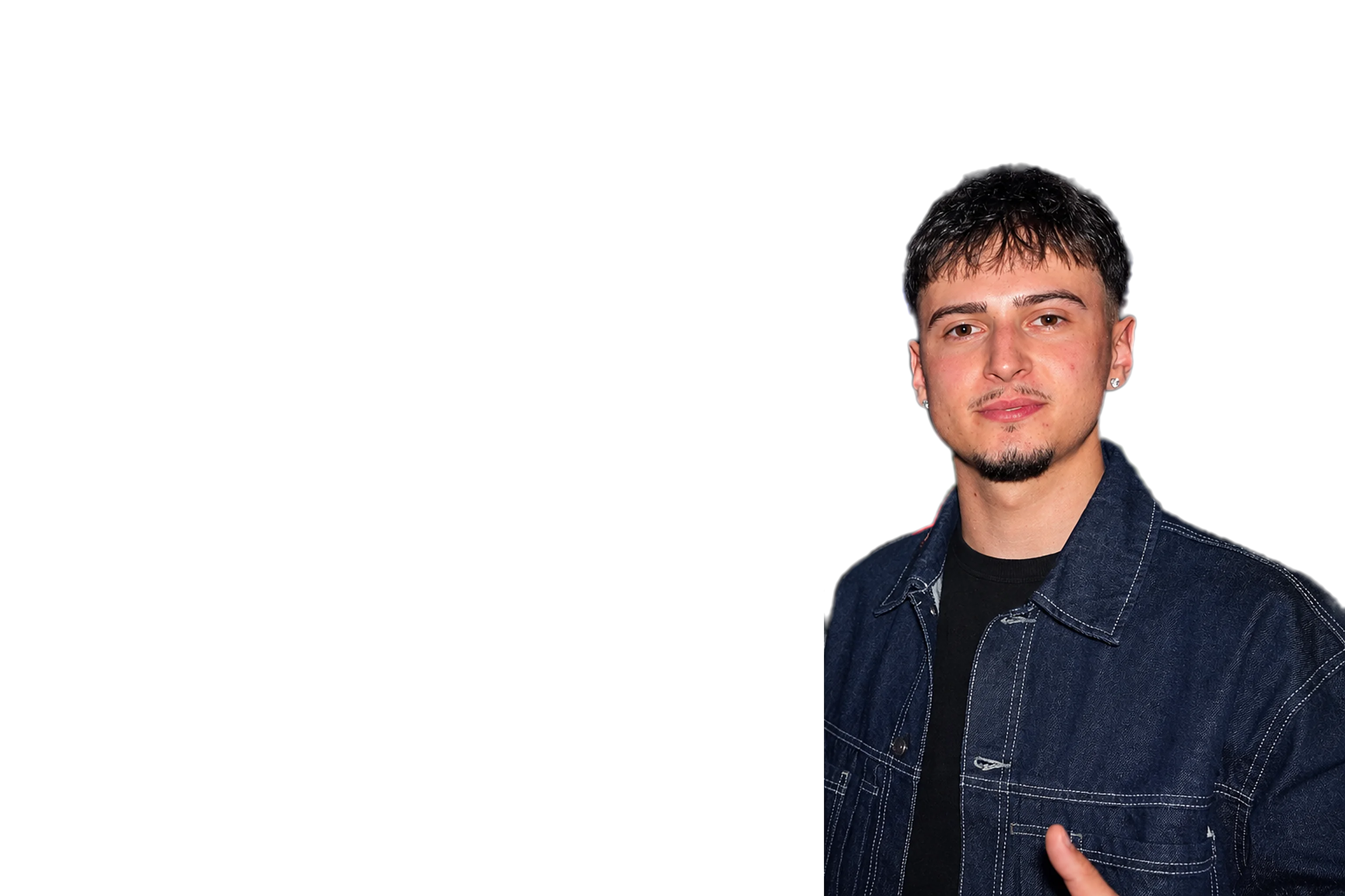 Eldonit, rechts, mit Jeansjacke