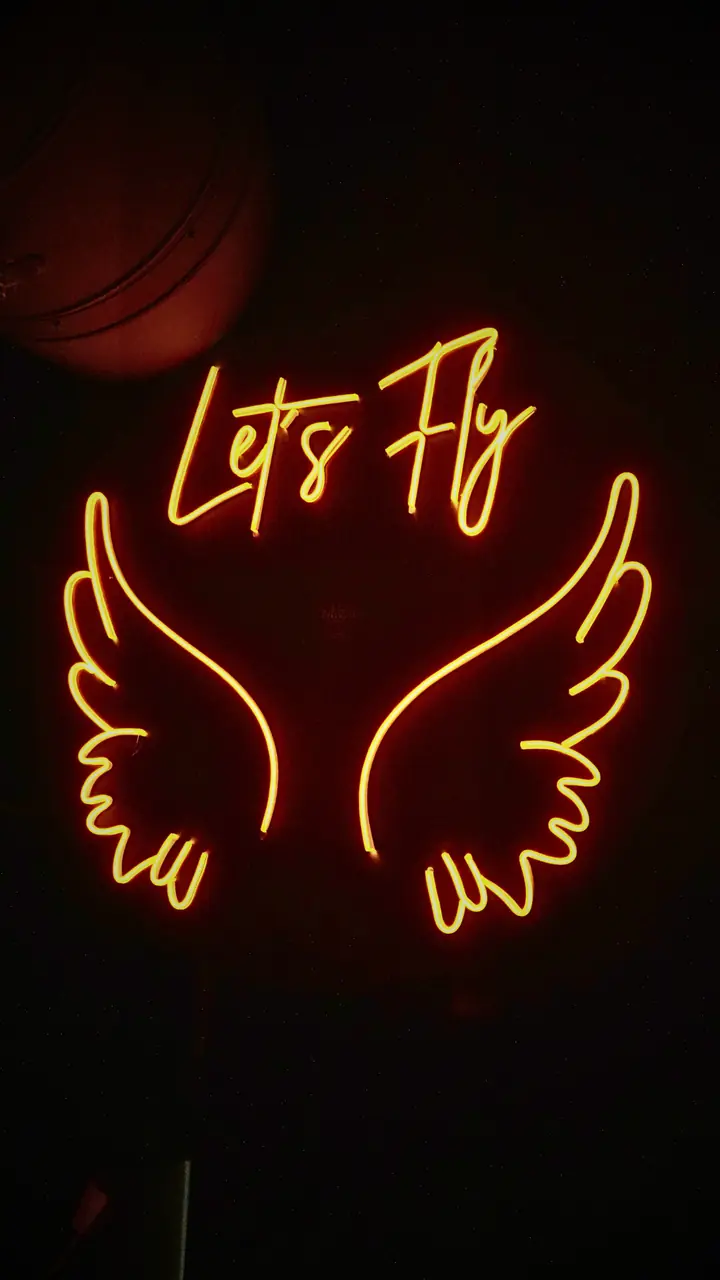 Neonschrift Let's Fly